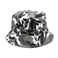 Foldable camouflage bucket hat in grayscale pattern with sport drawstring for outdoor wear - M (56-58cm) / Camouflage 2