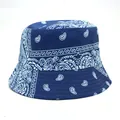 Sombrero de pescador reversible con estampado de amebas azul marino y blanco, estilo urbano - M (56-58cm) / Batik Azul Oscuro