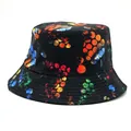 Detail of colorful fruit pattern print on thick black canvas bucket hat fabric - M(56-58cm) / Multicolor Pattern Style 4