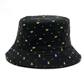 Close-up of black bucket hat fabric with yellow dollar signs and fine stitching detail - M(56-58cm) / Dollar Print Style