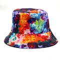 Detail of colorful oil paint splash pattern on the brim of this artistic bucket hat - M(56-58cm) / Multicolor Pattern Style 5