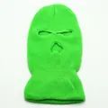 Fluorescent green 3-hole knitted full face ski mask for winter wind protection and warmth - Fluorescent Green