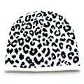 Unisex black and white leopard print knit beanie hat for winter warmth in soft fabric - Adjustable / Leopard Knitted