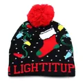 Berretto natalizio in maglia nera con pompon e motivi festivi colorati invernali - Bambini / Stile Calza di Natale