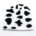 Winter checkered knit beanie featuring black and white cow pattern for men and women - Adjustable / Cow Knitted