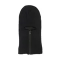 Black knitted balaclava with front zipper closure and soft fleece lining for winter warmth - Adjustable / Black