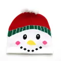 Detail of knitted snowman hat featuring festive red and white colors with a soft pompom - Kids / Snowman