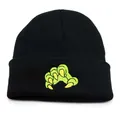 Black knit beanie with bright monster claw embroidery for winter warmth and hip-hop style - Adjustable / Black