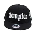 Klassische schwarze Snapback Cap mit weißem Compton-Stick und flachem Schirm für Hip-Hop - Verstellbar / Schwarz