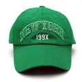 Gorra de béisbol de algodón verde con bordado New York 199X y visera curva - Ajustable / Verde