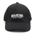 Black cotton baseball cap with white MOANDMO NEW YORK embroidery for outdoor leisure - Adjustable / Black