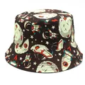 Wende-Anglerhut mit Astronauten und Weltraum-Prints für Outdoor-Sonnenschutz - M(56-58cm) / Raumschiff-Druck