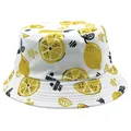 Omkeerbare vissershoed met gele citroenprint op wit katoenen materiaal - M (56-58cm) / Witte stijl