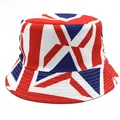 Unisex omkeerbare vissershoed met Britse vlag print en een minimalistische platte kroon - M (56-58cm) / Meerkleurige Union Jack