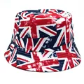 Reversible bucket hat featuring vintage UK Union Jack flag print and star pattern - M / Union Jack Style