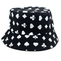 Sombrero de pescador negro reversible con motivos de naipes para el sol - M (56-58cm) / Negro