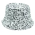 Unisex Fischerhut in Weiß mit schwarzen Musiknoten-Prints für Freizeit und Sonnenschutz - M / Weiß