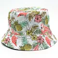 Bob blanc avec imprimés tropicaux de flamants roses et ananas jaunes d'été - M(56-58cm) / Blanc