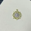 Macro shot of snowflake zircon pendant with gold heart details and center stone inlay - Snowflake Radial Zirconia Style