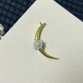 Detailed view of a golden crescent moon pendant featuring micro-paved zircon stars - Crescent Moon Star Inlaid Style