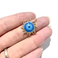 Goldener Sonnenanhänger Halskette mit blauem Evil-Eye-Motiv in Emaille-Ausführung - Sonnenstrahl Form (Gold 4) / Gold