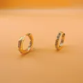 Gold-plated bamboo-style huggie earrings with sparkling micro-pave cubic zirconia accents - C-Shaped Bamboo Joint Style