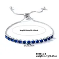 Verstellbares silbernes Tennisarmband, 26cm Länge mit 0,4cm blauen Zirkonsteinen - Saphirblau