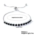 Details des verstellbaren Box-Kettenarmbands mit 14 schwarzen Zirkonia und Maßen - Schwarz
