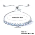 Silbernes Bolo-Armband Details mit 26 cm Länge und 4 mm blauem Zirkonia Stein Dekor - Weiß
