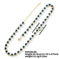 Close-up of heart-shaped blue zircon necklace with gold plating and 35+5cm chain length - Blue Gold Base (No.3)
