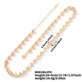 Detail of pink heart zircon necklace with gold plated chain and 35+5cm adjustable clasp - Pink Gold Base (No.5)