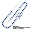 Blue heart-shaped zircon necklace with silver base showing 35+5cm size measurements - Blue Silver Base (No.7)