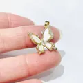 Exquisite gold-plated butterfly pendant with white mother-of-pearl and zirconia crystals - Four Piece MOP Zirconia Style / Gold No.1