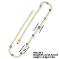 Detail of 45cm gold evil eye tennis necklace featuring heart-shaped blue zircon accents - Gold Heart Evil Eye (N00146-1)