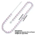 Detail view of heart-shaped pink zircon necklace with lobster clasp and 5cm extension - Pink Silver Base (No.9)