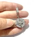 Compass pendant in silver finish with octagonal star and white zircon micro-pave setting - Star Compass Style / Silver Style 1