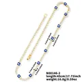 Maßangaben der vergoldeten Evil Eye Tenniskette mit blauen Emaille-Details und Zirkon - Gold Quadrat Stil (N00146-2) / 45cm
