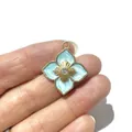 Blue enamel flower pendant with gold plated copper and zircon inlay for DIY jewelry - Flower Petal Style (Gold No.1) / Gold