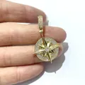 Gold plated copper compass pendant with starburst motif and inlaid cubic zirconia stones - Star Compass Style / Gold No.1