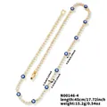 Detail of gold evil eye tennis necklace with blue stones and dimensions 45cm 15.2g - Eye Shape (N00146-4) / Sapphire Blue