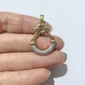 Golden four-leaf flower pendant with zircon inlay on a minimalist circular link - Geometric Semicircle Style (Gold 1)