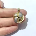 Two-tone gold-plated circular pendant with zircon pavé accents for DIY jewelry making - Round Quadrant Style