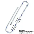 Detail of 45cm tennis chain with heart evil eye charms and CZ stones in silver finish - Silver Heart Evil Eye (N00146-5)