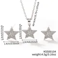 Detailed view of silver star jewelry set with necklace and stud earrings dimensions - Glitter Star Style (KSS00104)