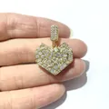 Handheld view of a gold micro-pave heart pendant necklace with zircon stones - Micro-Inlaid Zircon Heart Style / Gold No.1
