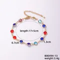 Detailansicht des bunten Glassteinarmbands mit Maßen 17+5cm und praktischem Karabiner - Bunter Runder Edelsteinstil(B00494-13)