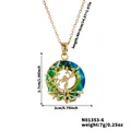 Golden Tree of Life necklace featuring a vibrant blue and green gradient crystal pendant - Blue Green Gradient (N01353-6)