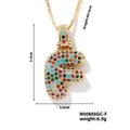 Collier hip hop lettre F dorée avec zircons colorés et dimensions du pendentif - Style F / Or