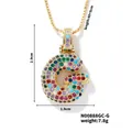 Collier avec pendentif lettre G et zircons colorés dorés de 2,9 cm de haut - Style G / Or