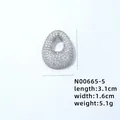 Detailed view of silver pendant with AAA zircon pave settings showing 3.1cm length dimensions - Hollow Circular Waterdrop Style (N00665-5)
